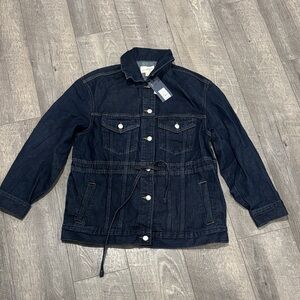 Dark Blue Denim Jacket cinch waist